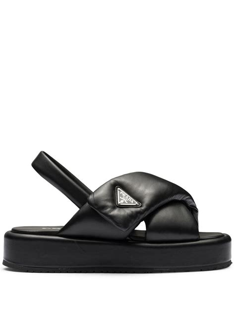 prada flat padded sandals|prada women's high heeled sandals.